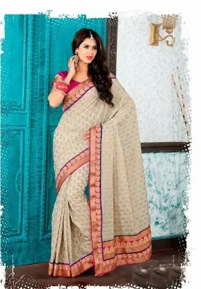 Picture of Designer Heavy Cotton Silk Saree Jacquard Indian Ethnic