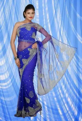 Picture of designer indian ethnic women party wear printed saree b