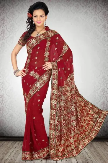 Picture of designer indian saree traditional wedding bridal wear ,