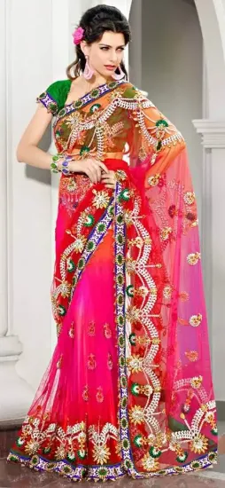 Picture of designer party saree ethnic thread embroiderywork sari,