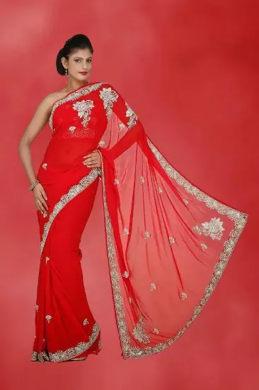 Picture of designer saree indian wedding party wear hand woven bol