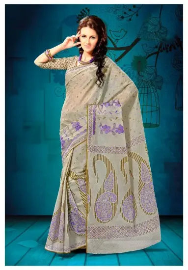 Picture of designer sari embroidered multi colour georgette saree,