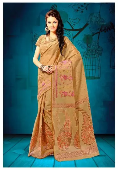 Picture of designer sari resham zari work banarasi saree cotton b,