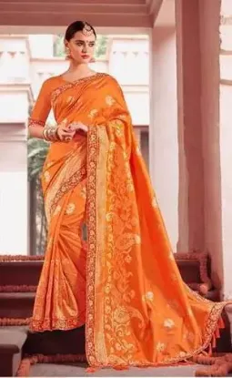 Picture of designer stylesh sari ethnic silk saree dark pink and ,