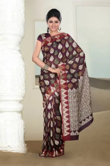 Picture of dress making handmade sari pure silk floral printed mar