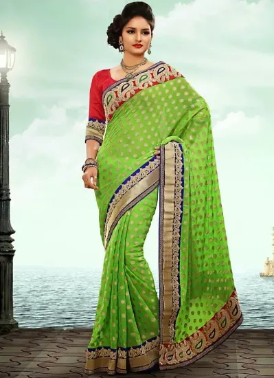 Picture of embellish bhagalpuri silk bollywood saree pakistani wo,