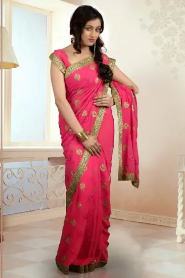 Picture of embroidered pink bollywood indian bridal pakistani wom,