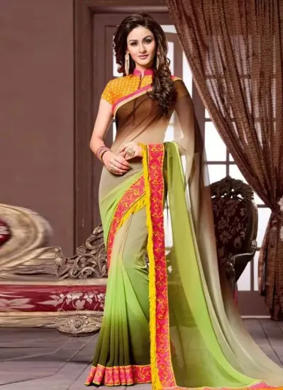 Picture of embroidery sari designer bollywood saree partywear ind,