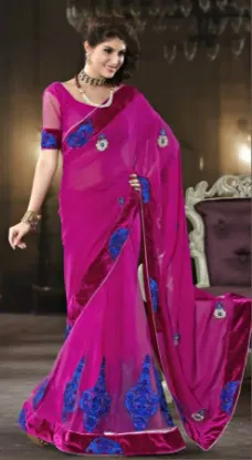 Picture of ethnic beautiful saree with jacquard georgette blouse ,