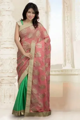 Picture of ethnic bhagalpuri silk bollywood saree pakistani woman,