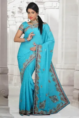 Picture of ethnic gutiball linen sari designer indian bollywood fa