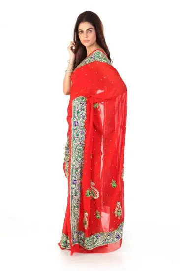 Picture of ethnic handmade indian floral printed 100% pure silk sa