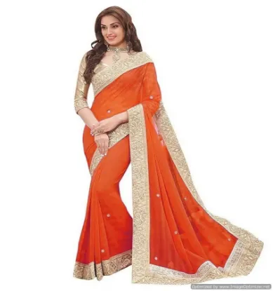 Picture of ethnic handmade indian floral printed saree pure silk p