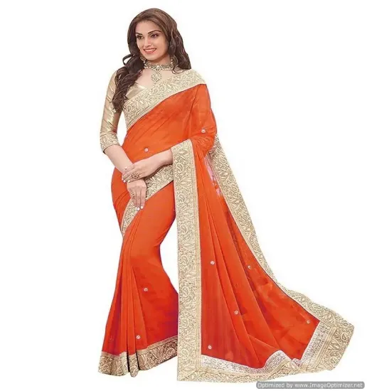 Picture of ethnic handmade indian floral printed saree pure silk p