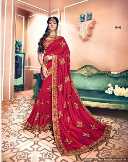 Picture of ethnic handmade indian floral printed saree pure silk p