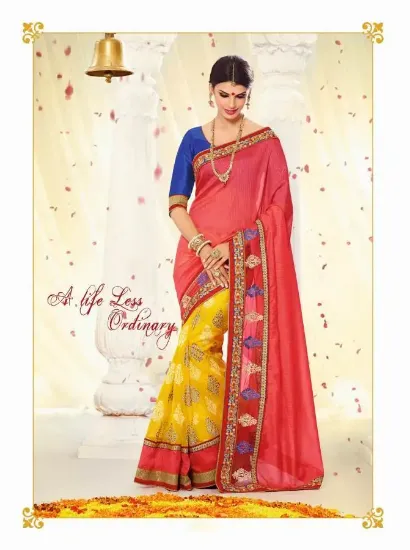 Picture of Ethnic Indian Designer Pattern Bollywood Style Saree Bl