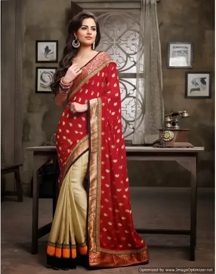 Picture of ethnic indian handmade saree pure silk peach printed sa