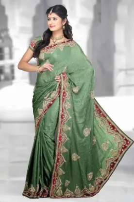 Picture of ethnic indian handmade saree pure silk peach printed sa