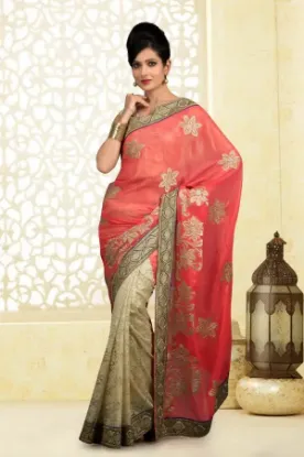 Picture of ethnic indian poly cotton grey saree designer women pa,