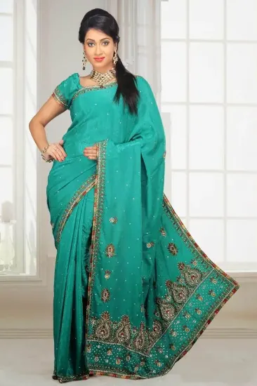 Picture of ethnic indian poly cotton grey saree designer women par