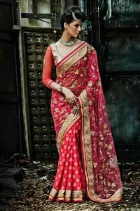 Picture of ethnic pakistani indian saree designer golden net boll,