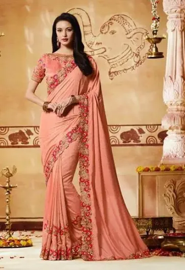 Picture of ethnic silk saree designer stylesh sari red banarasi s,