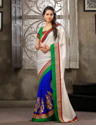 Picture of exclusive indian bollywood designer kora muslin saree ,