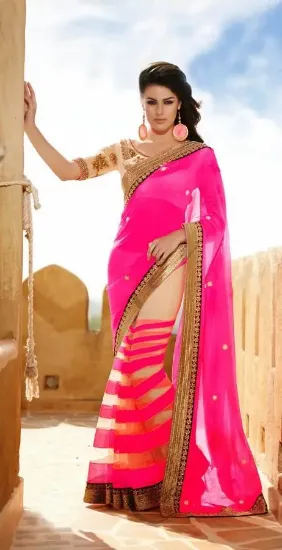 Picture of exclusive indian designer banarasi cotton silk sari we,