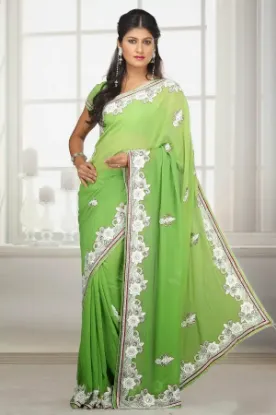 Picture of exclusive indian designer banarasi cotton silk sari wed