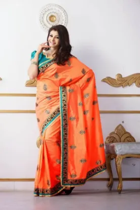 Picture of fabulous silk georgette saree sari fancy border work d,