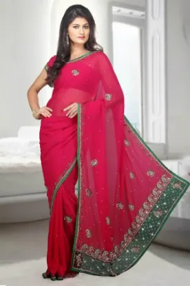 Picture of fabulous silk georgette saree sari fancy border work de