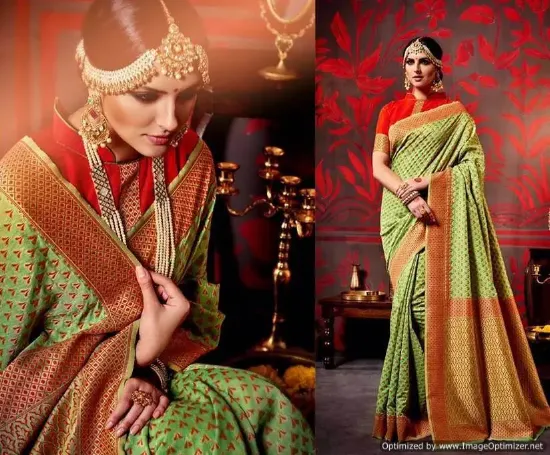 Picture of fancy cultural bollywood party saree wear indian weddi,