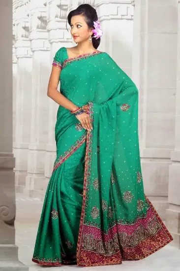 Picture of fancy fashion saree beautiful work nylon pakistani indi