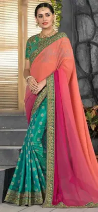 Picture of fancy latest designer sari resham zari work banarasi s,