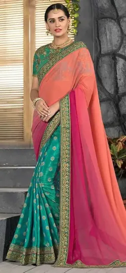 Picture of fancy latest designer sari resham zari work banarasi s,