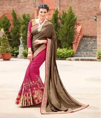 Picture of fancy latest designer sari resham zari work banarasi s,