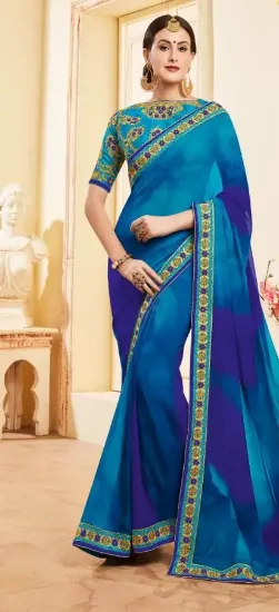 Picture of fashion general party wear silk saree indian fancy wom,