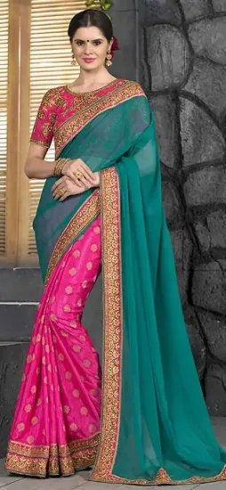 Picture of fashion general party wear silk saree indian fancy wom,