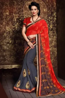 Picture of festival bollywood designer chiffon zari work indian p,