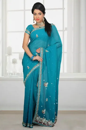 Picture of festival wear black designer eligent sari georgette pak