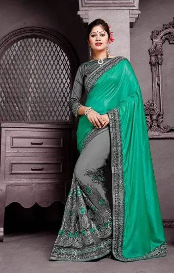 Picture of festive partywear saree gorgeous look sari wedding bol,