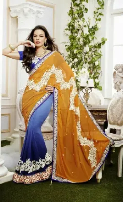 Picture of floral printed handmade saree indian pure silk batik pr