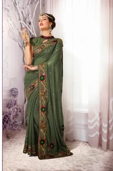 Picture of georgette saree awesome sequence work stylist bollywood