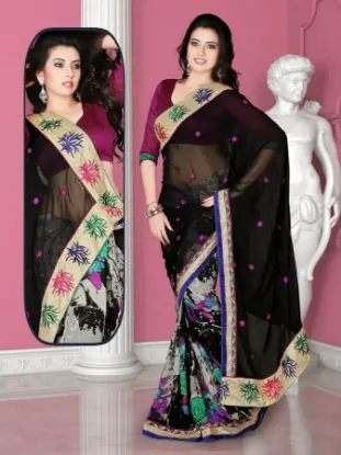 Picture of georgette sari indian ethnic wedding bollywood bridal ,