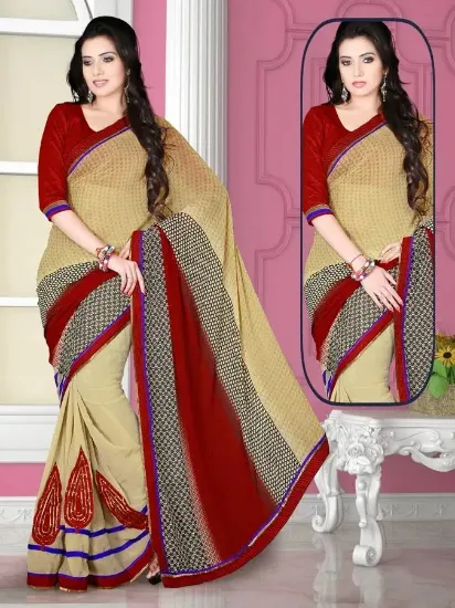 Picture of georgette sari indian ethnic wedding bollywood designe,