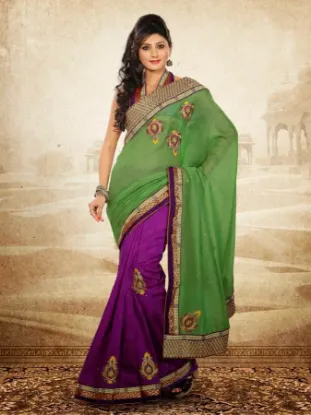 Picture of green bollywood eligent sari georgette wedding wear pa,