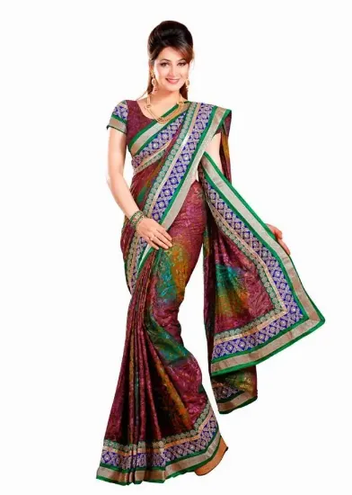 Picture of green net designer saree grand work full jari work mode