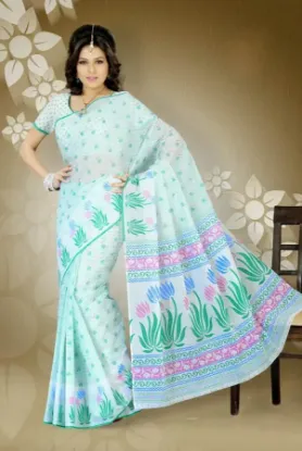 Picture of green silk tissue saree grand pallu full jari work mode