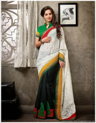 Picture of green traditional art silk saree pakistani self woven ,