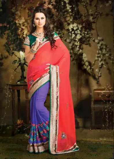 Picture of hand work saree traditional fashion party wear modest m